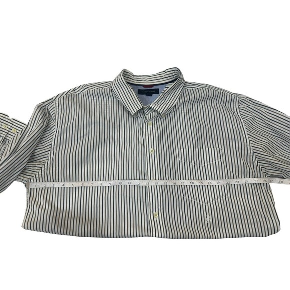 Tommy Hilfiger Shirt Mens XX-LARGE Blue Striped Cotton Long Sleeve Button Down - Picture 7 of 11